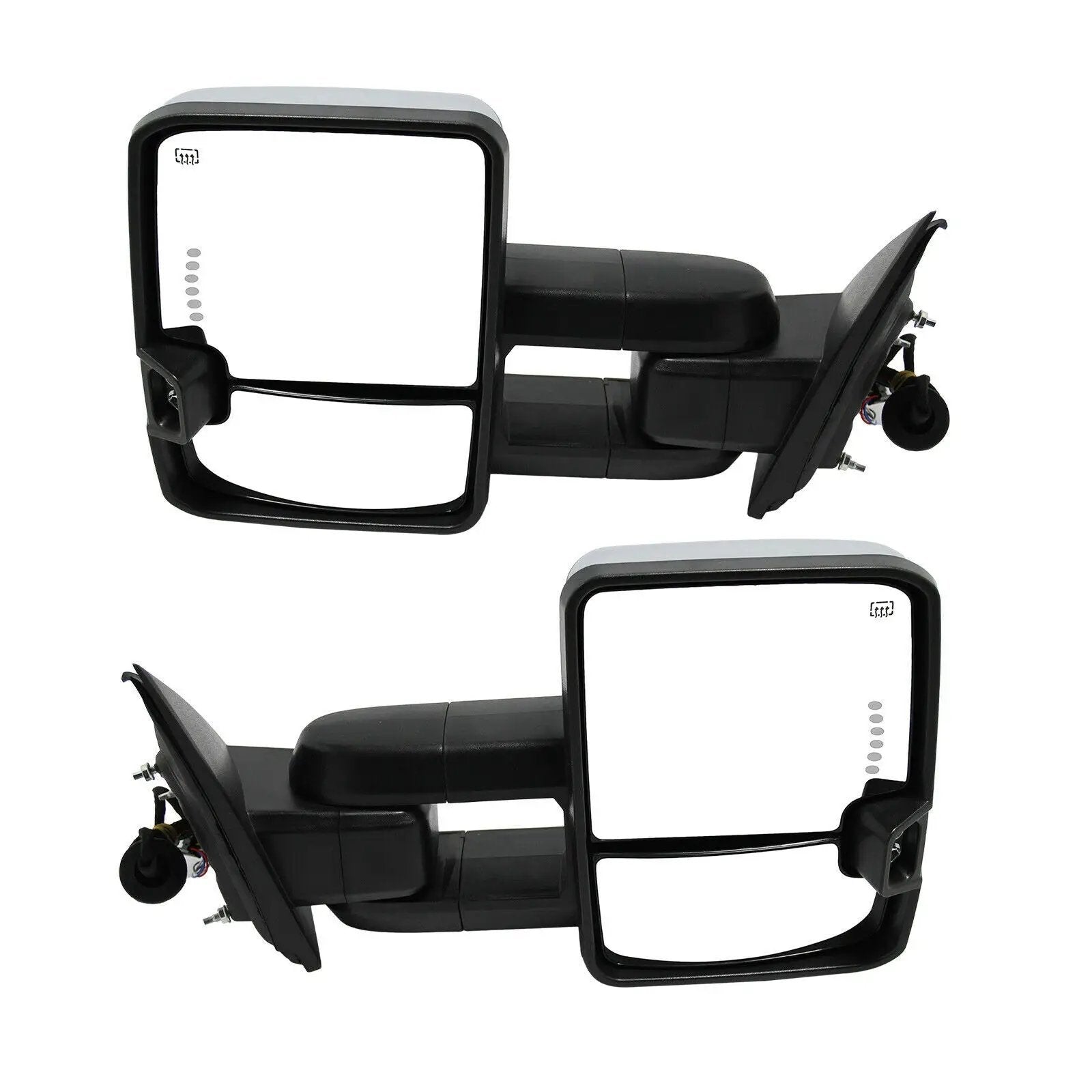 Chrome Tow Mirrors Power Heat Turn Signal for 14-18 Chevy Silverado 1500 2500
