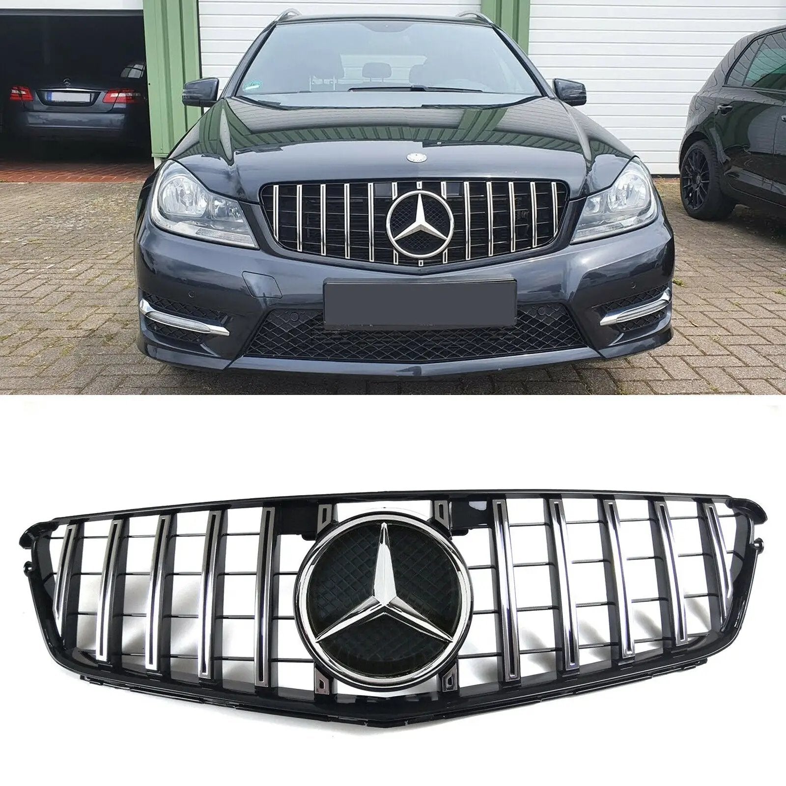 GT Front Grille Grill w/Star for Mercedes Benz W204 C250 C300 C350